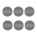 White And Black Aztec Pattern Print Coaster Set