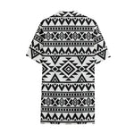White And Black Aztec Pattern Print Cotton Hawaiian Shirt