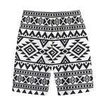 White And Black Aztec Pattern Print Cotton Shorts