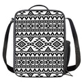 White And Black Aztec Pattern Print Crossbody Lunch Bag