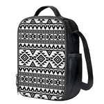 White And Black Aztec Pattern Print Crossbody Lunch Bag