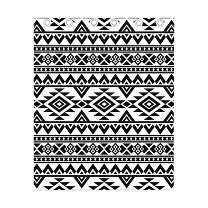 White And Black Aztec Pattern Print Curtain