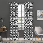 White And Black Aztec Pattern Print Curtain