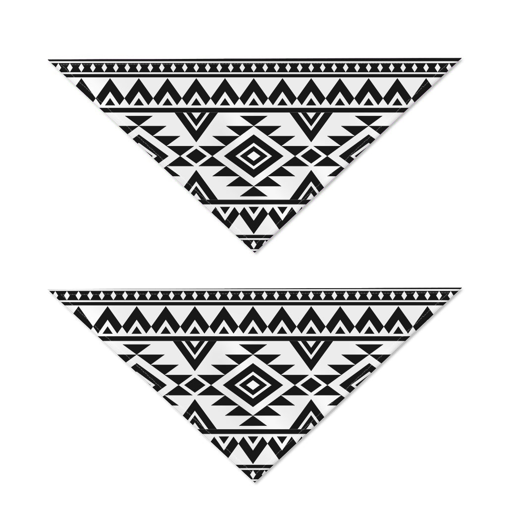 White And Black Aztec Pattern Print Dog Bandana