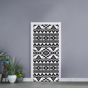 White And Black Aztec Pattern Print Door Sticker