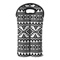 White And Black Aztec Pattern Print Double Neoprene Wine Tote