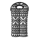 White And Black Aztec Pattern Print Double Neoprene Wine Tote