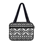 White And Black Aztec Pattern Print Double Strap Bible Bag