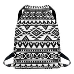 White And Black Aztec Pattern Print Drawstring Backpack