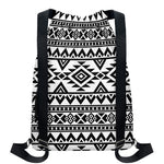 White And Black Aztec Pattern Print Drawstring Backpack