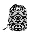 White And Black Aztec Pattern Print Drawstring Makeup Bag