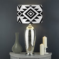White And Black Aztec Pattern Print Drum Lamp Shade
