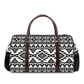 White And Black Aztec Pattern Print Duffel Bag