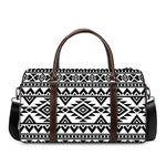 White And Black Aztec Pattern Print Duffle Bag