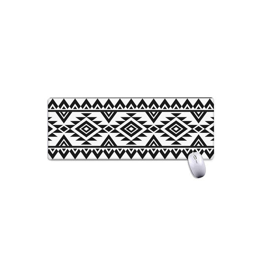 White And Black Aztec Pattern Print Extended Mouse Pad