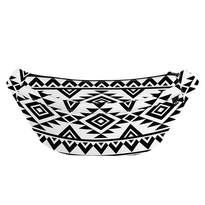 White And Black Aztec Pattern Print Fanny Pack