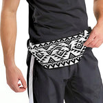 White And Black Aztec Pattern Print Fanny Pack