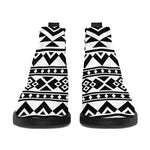 White And Black Aztec Pattern Print Flat Ankle Boots