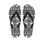 White And Black Aztec Pattern Print Flip Flops
