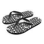White And Black Aztec Pattern Print Flip Flops
