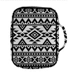 White And Black Aztec Pattern Print Front Pocket Bible Bag