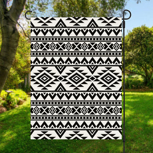 White And Black Aztec Pattern Print Garden Flag