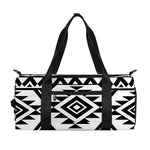 White And Black Aztec Pattern Print Gym Bag