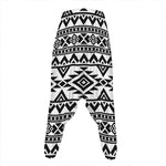 White And Black Aztec Pattern Print Hammer Pants