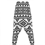 White And Black Aztec Pattern Print Hammer Pants