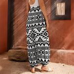 White And Black Aztec Pattern Print Harem Pants