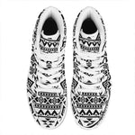 White And Black Aztec Pattern Print High Top Leather Sneakers