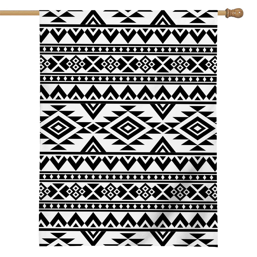 White And Black Aztec Pattern Print House Flag