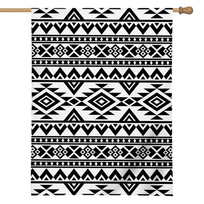 White And Black Aztec Pattern Print House Flag
