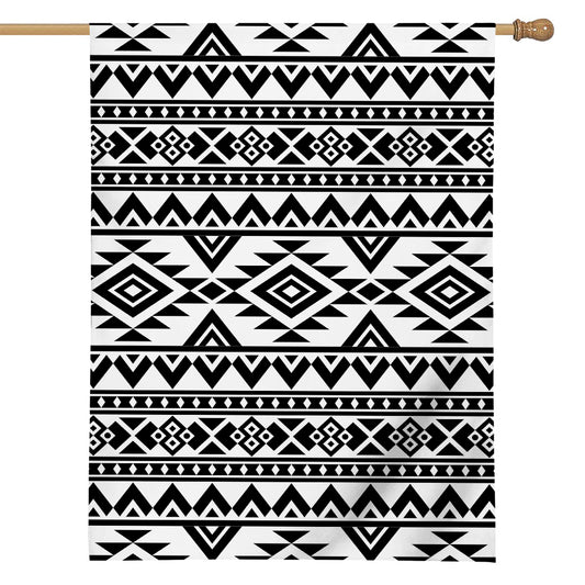 White And Black Aztec Pattern Print House Flag