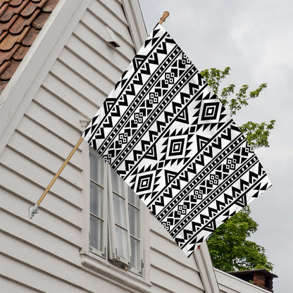White And Black Aztec Pattern Print House Flag