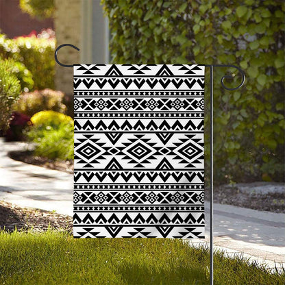 White And Black Aztec Pattern Print House Flag