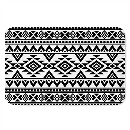 White And Black Aztec Pattern Print Indoor Door Mat