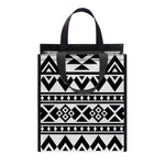 White And Black Aztec Pattern Print Insulated Lunch Tote