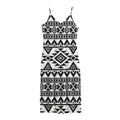 White And Black Aztec Pattern Print Jersey Midi Cami Dress