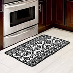 White And Black Aztec Pattern Print Kitchen Mat