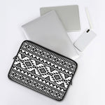 White And Black Aztec Pattern Print Laptop Sleeve