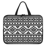 White And Black Aztec Pattern Print Laptop Sleeve With Handle