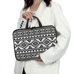 White And Black Aztec Pattern Print Laptop Sleeve With Handle
