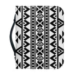 White And Black Aztec Pattern Print Leather Bible Cover