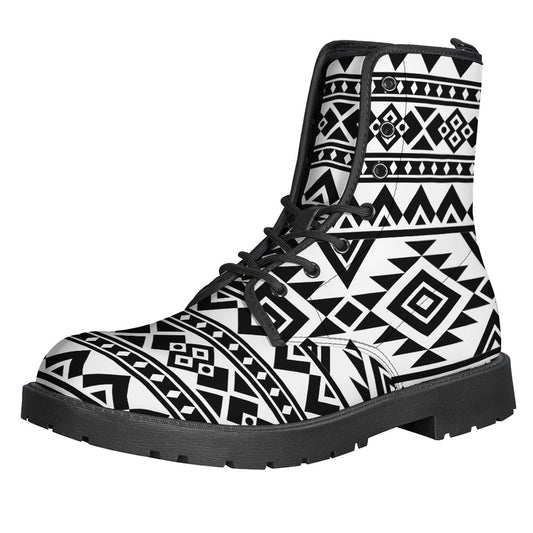 White And Black Aztec Pattern Print Backpack