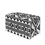 White And Black Aztec Pattern Print Leather Tissue Box Cover