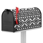 White And Black Aztec Pattern Print Mailbox Cover
