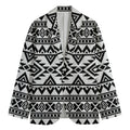 White And Black Aztec Pattern Print Men's Blazer
