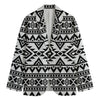 White And Black Aztec Pattern Print Men's Cotton Blazer