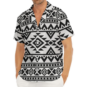 White And Black Aztec Pattern Print Men's Deep V-Neck Shirt